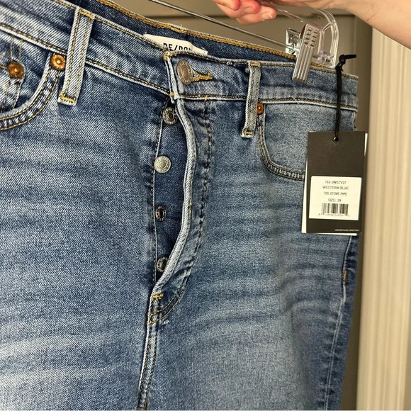 NWT REDONE 70s Stove Pipe Jeans Button Fly Size 29 Western Blue - Picture 6 of 7